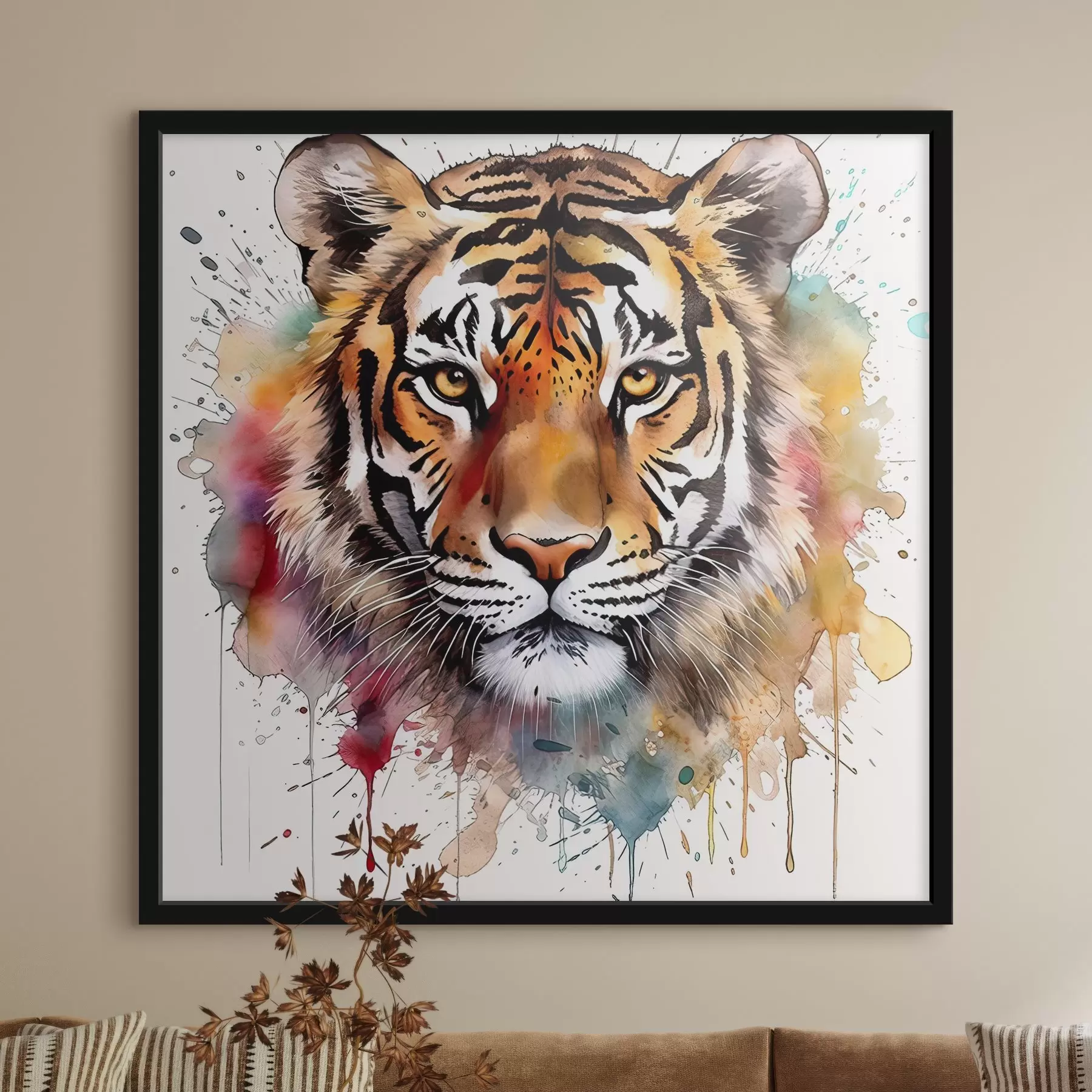 murales de pared Tigre en estilo acuarela f32335