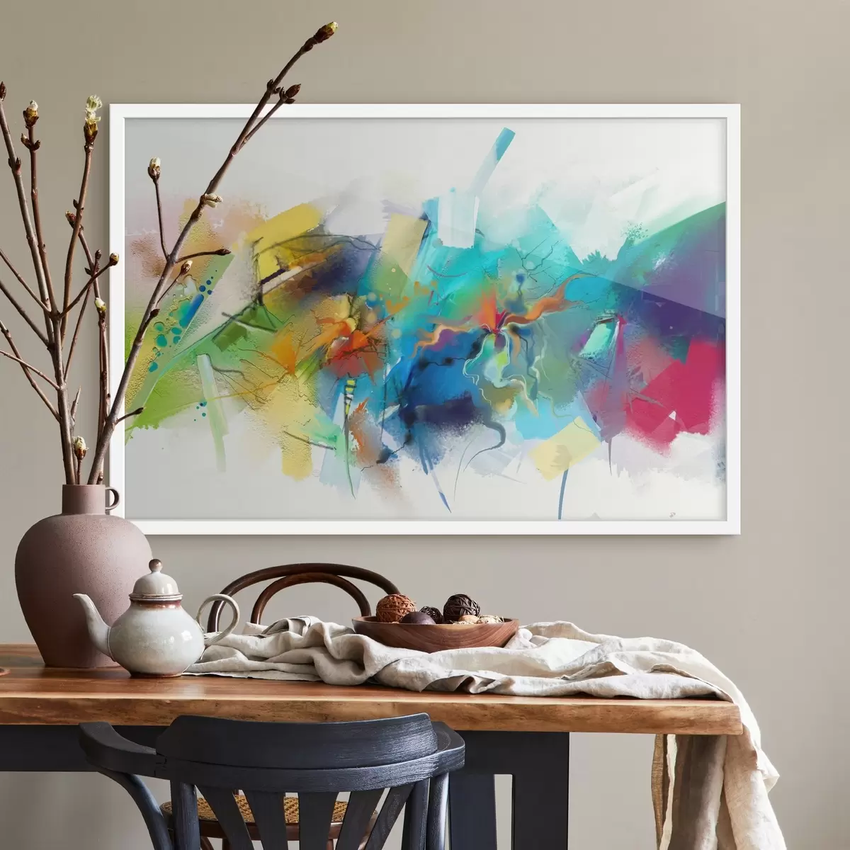 Poster colores vivos mezclados sobre lienzo f34193