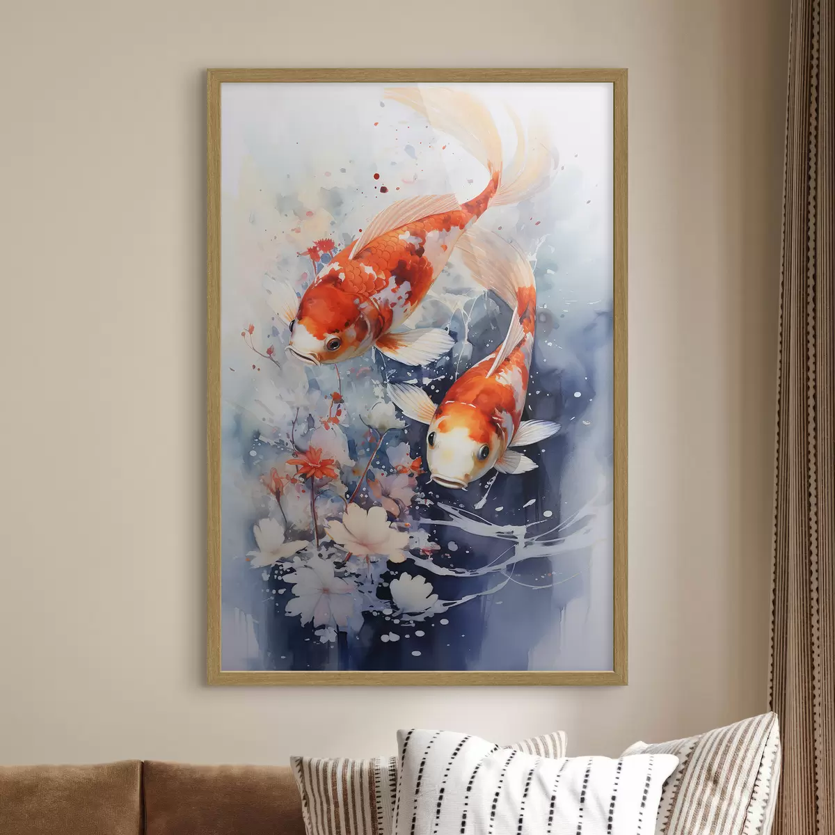 Poster Koi y flores f34245
