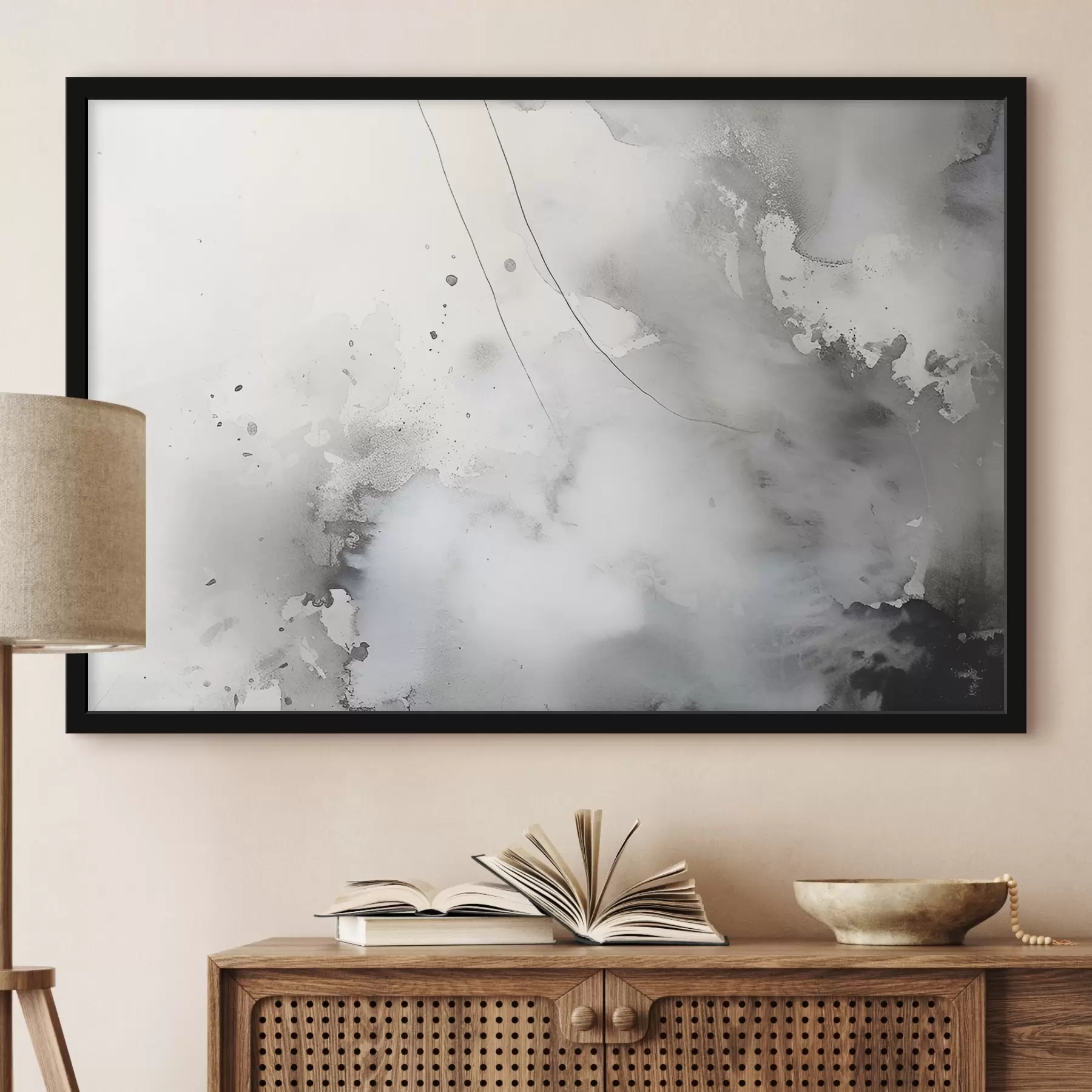 murales de pared Abstracción gris con trazos de pintura f35310