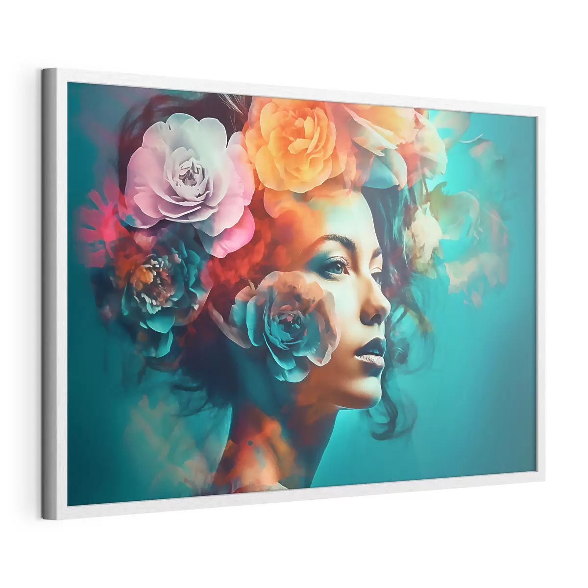 Poster Mujer encantadora con flores f35366