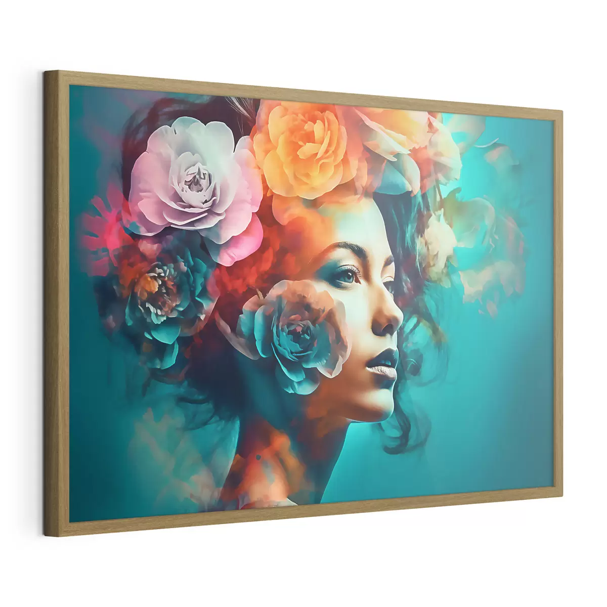 Poster Mujer encantadora con flores f35366