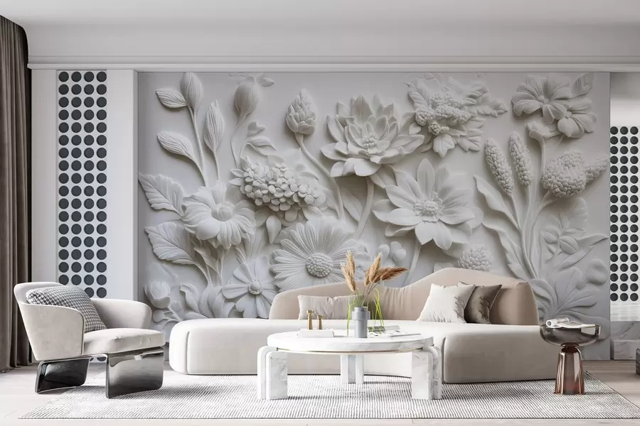 murales de pared papel pintado en bajorrelieve con flores de jardín w02546