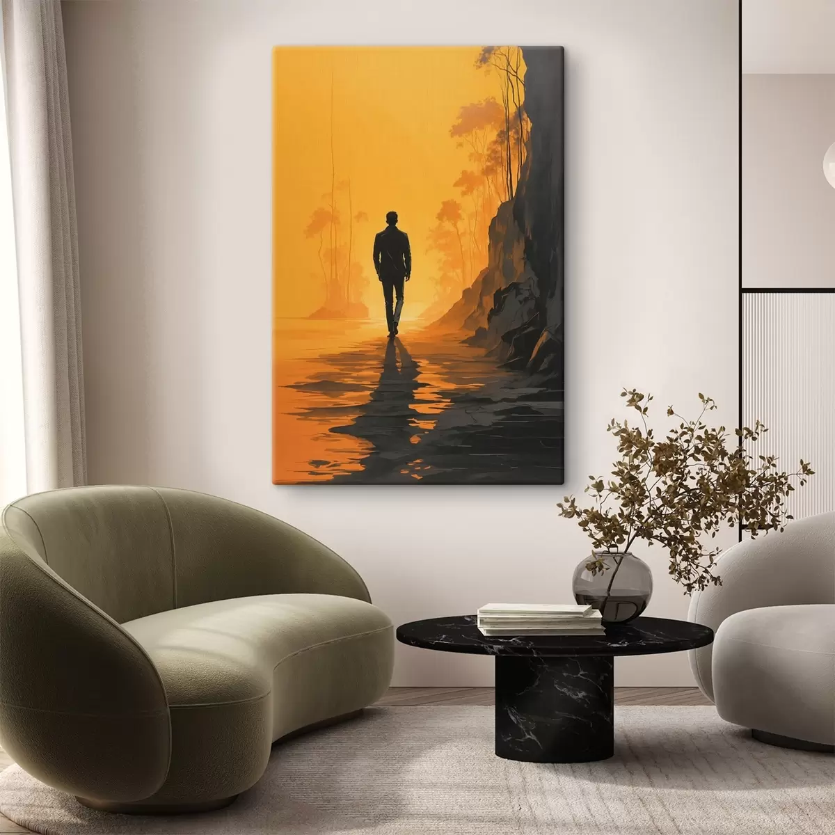 murales de pared Hombre caminando hacia el sol s41767