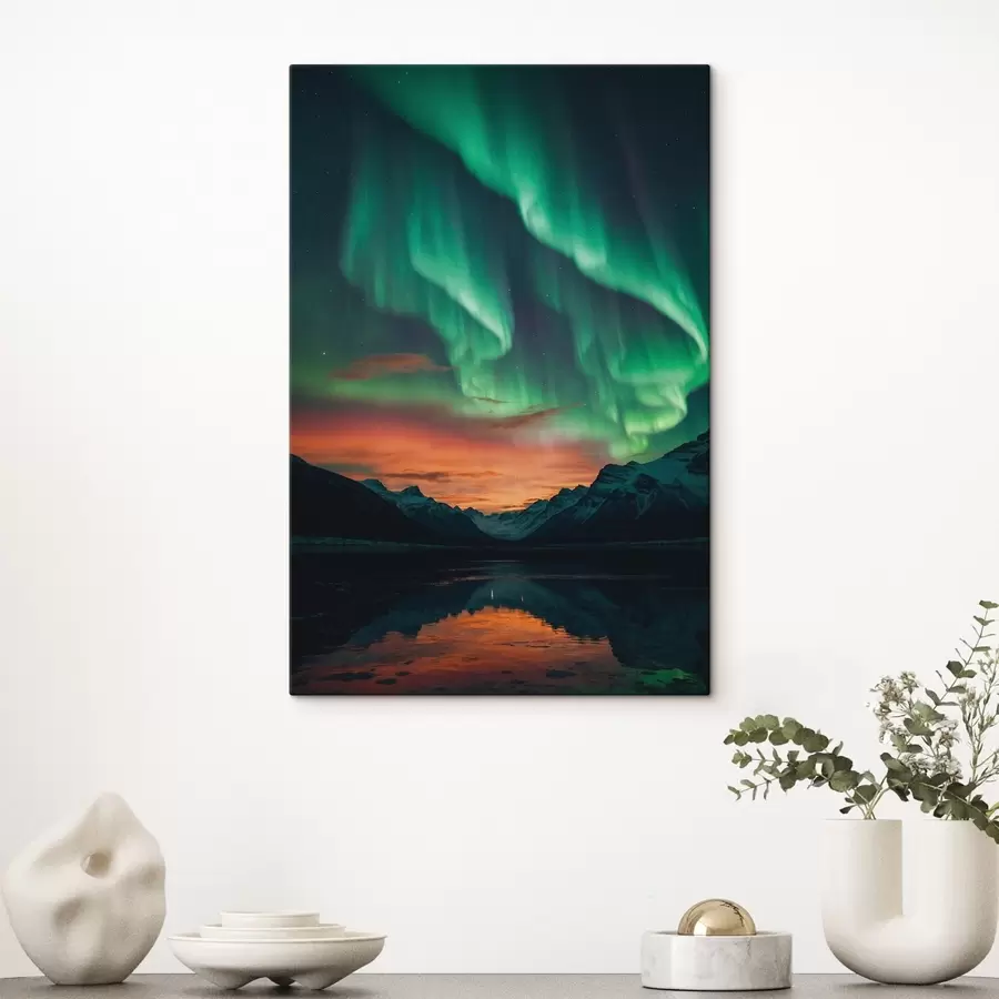 murales de pared Auroras boreales sobre las montañas s41783