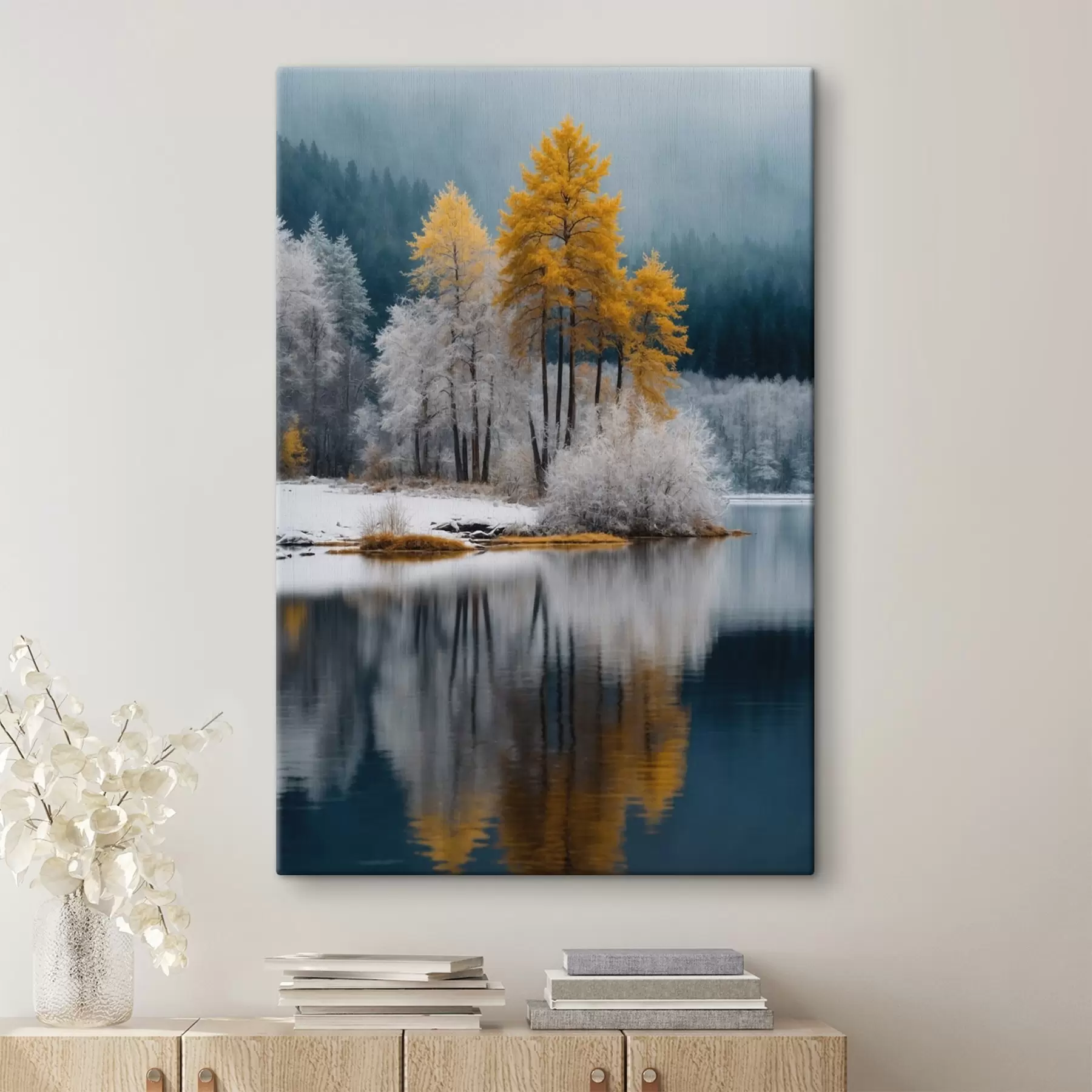 murales de pared Bosque y lago de invierno s41785