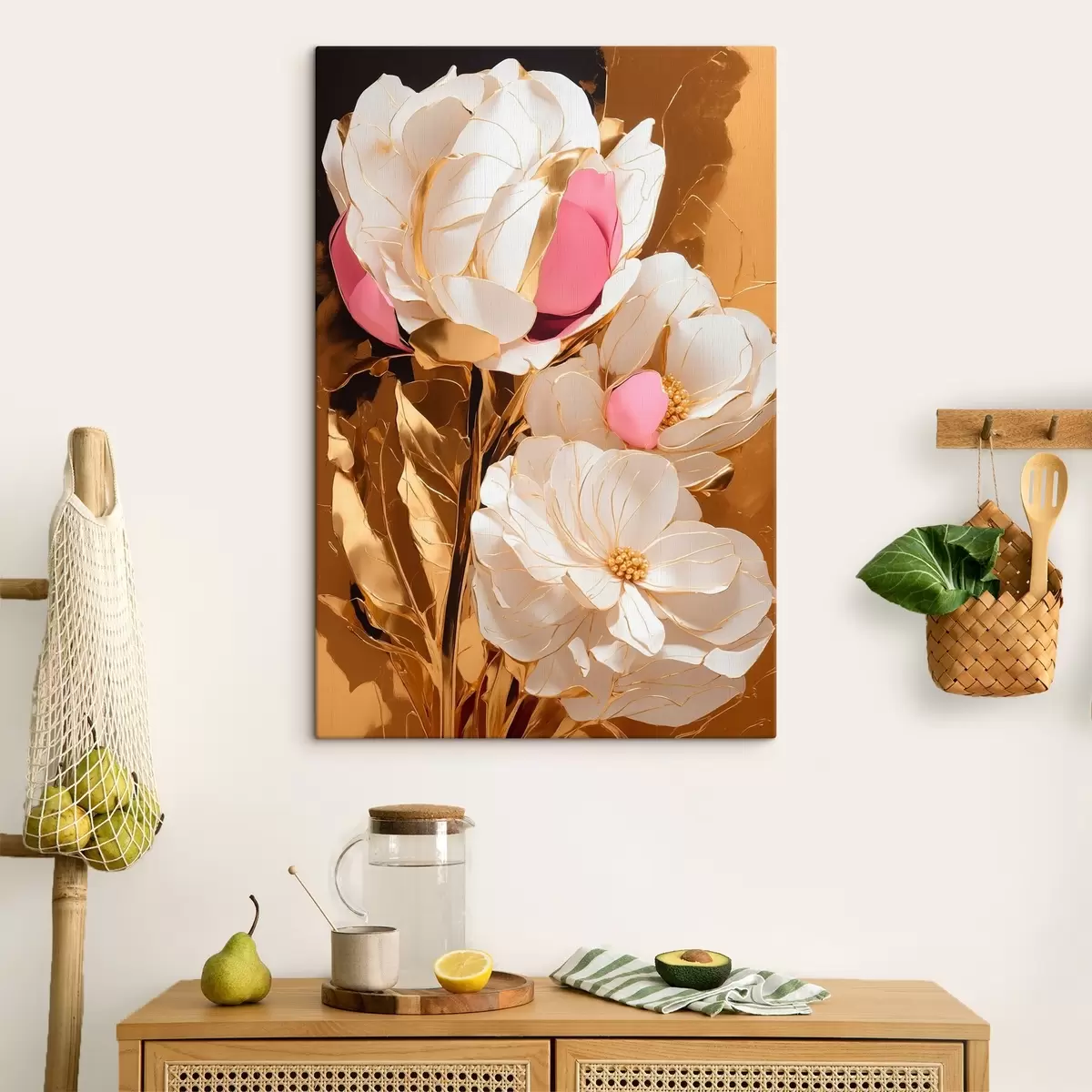 murales de pared Flores sobre fondo amarillo s42090