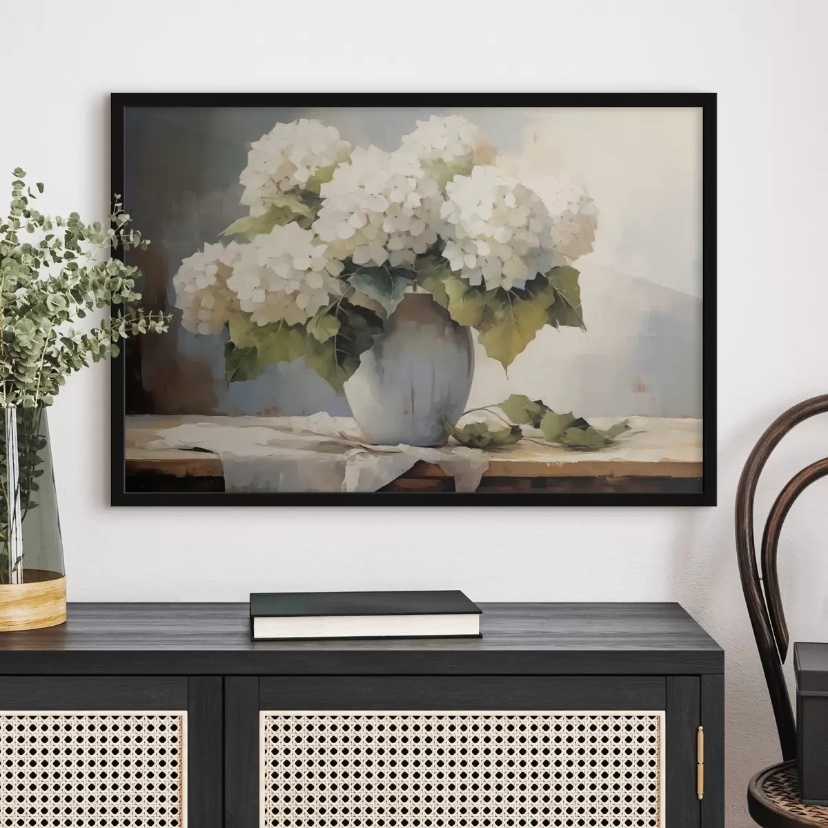 Poster Jarrón con flores sobre la mesa f41761