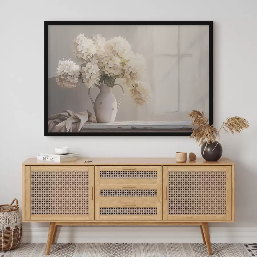 murales de pared Jarrón con flores en el alféizar de la ventana f41762