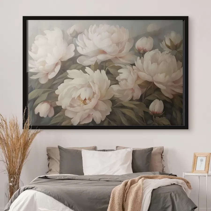 murales de pared Flores y hojas sobre fondo borroso f41763