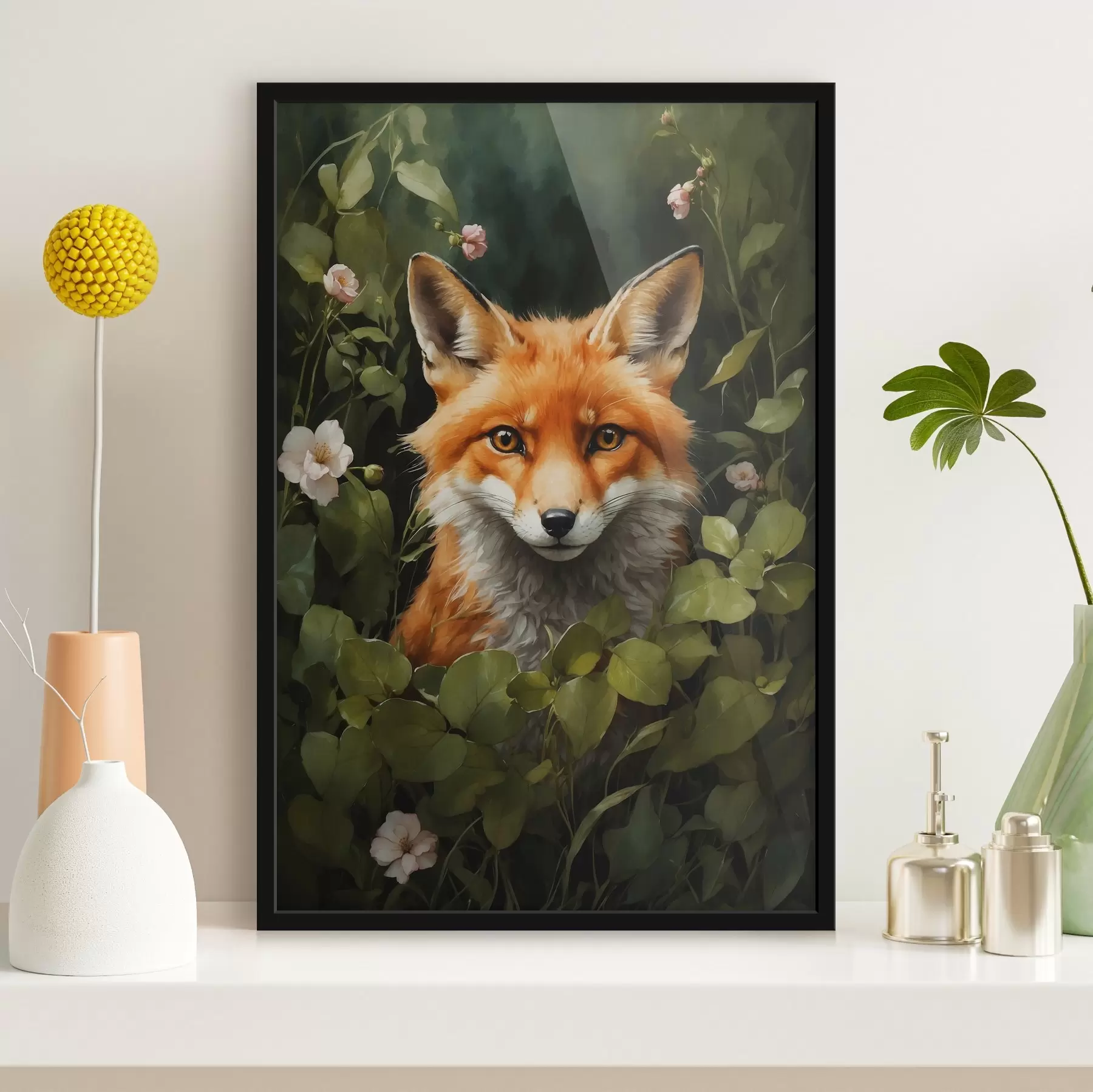 murales de pared Zorro en los arbustos f41777