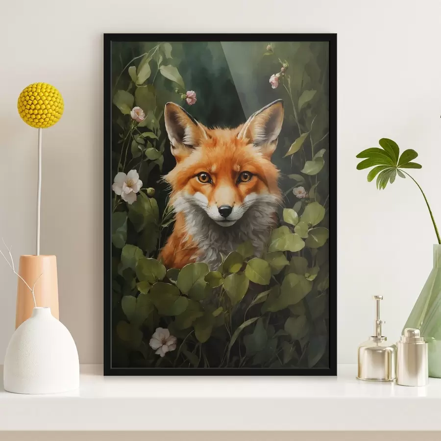 murales de pared Zorro en los arbustos f41777