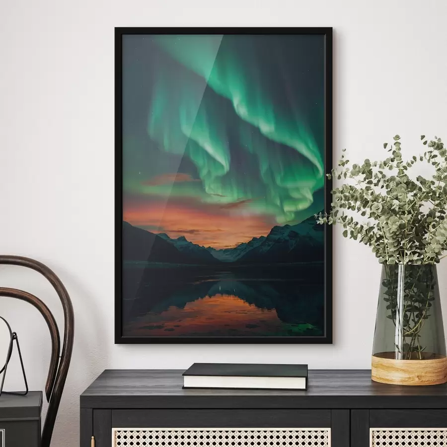 murales de pared Auroras boreales sobre las montañas f41783