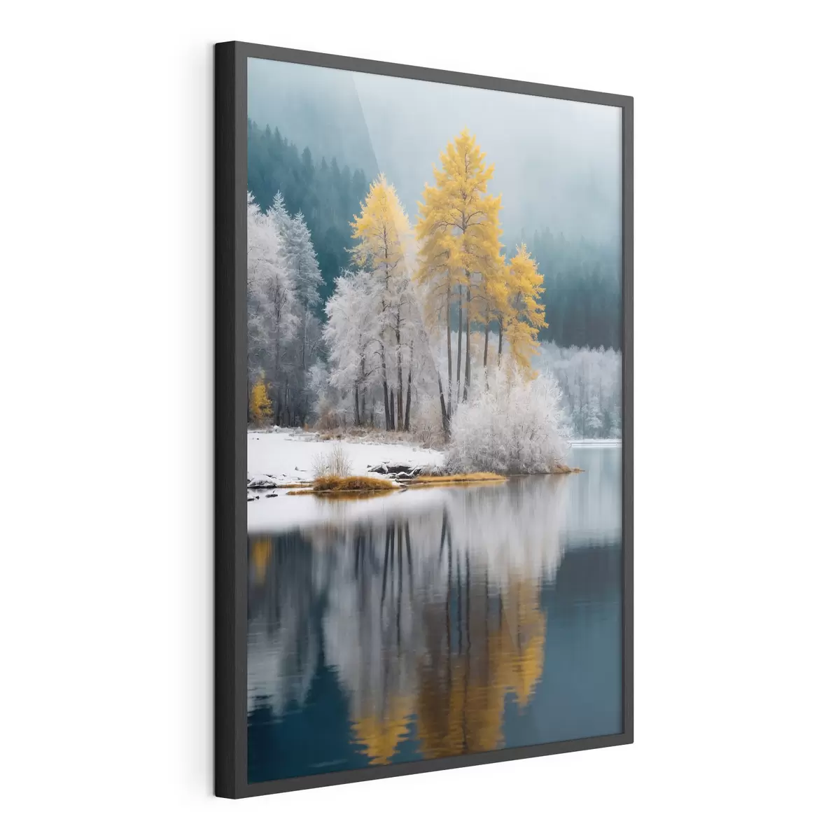 Poster Bosque y lago de invierno f41785