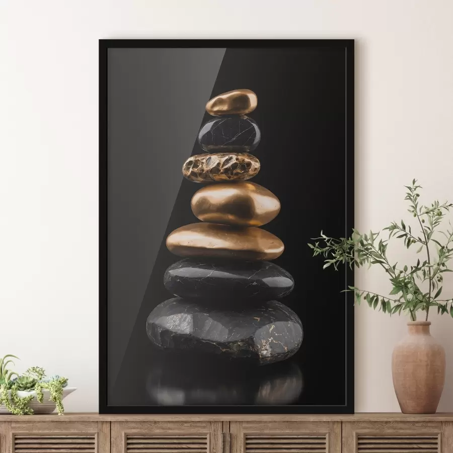 murales de pared Rocas negras y amarillas sobre fondo oscuro f42094