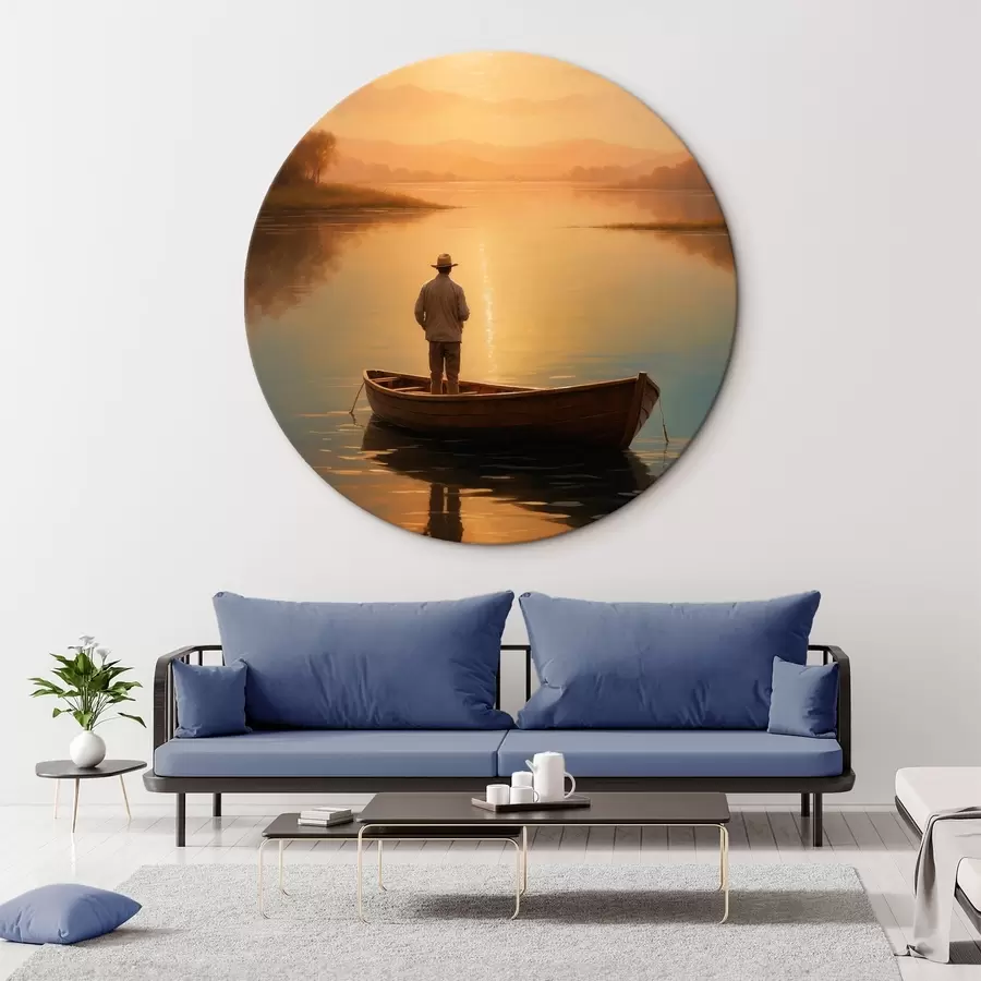 murales de pared Hombre en una barca en medio de un lago r41770