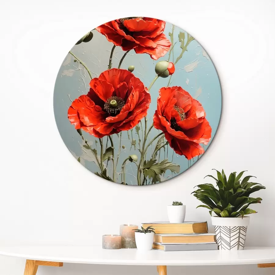 murales de pared Amapolas sobre fondo azul r41773