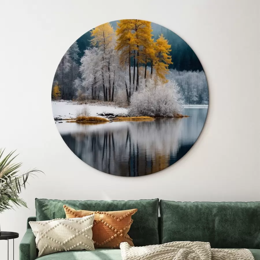 murales de pared Bosque y lago de invierno r41785