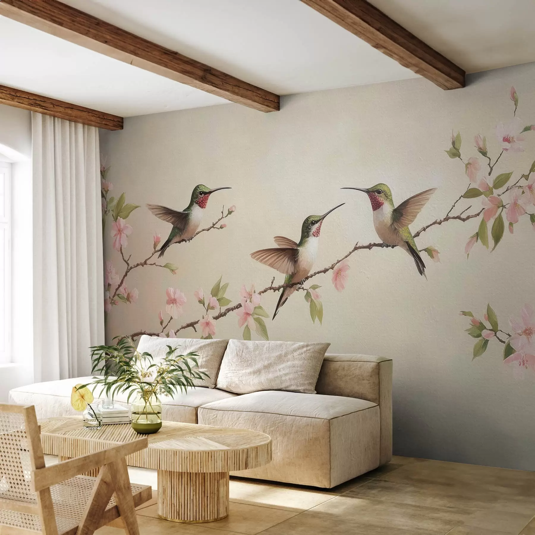 murales de pared Tres colibríes en vuelo w08515