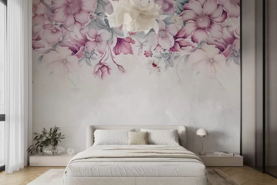 murales de pared Grandes flores en la pared w08521