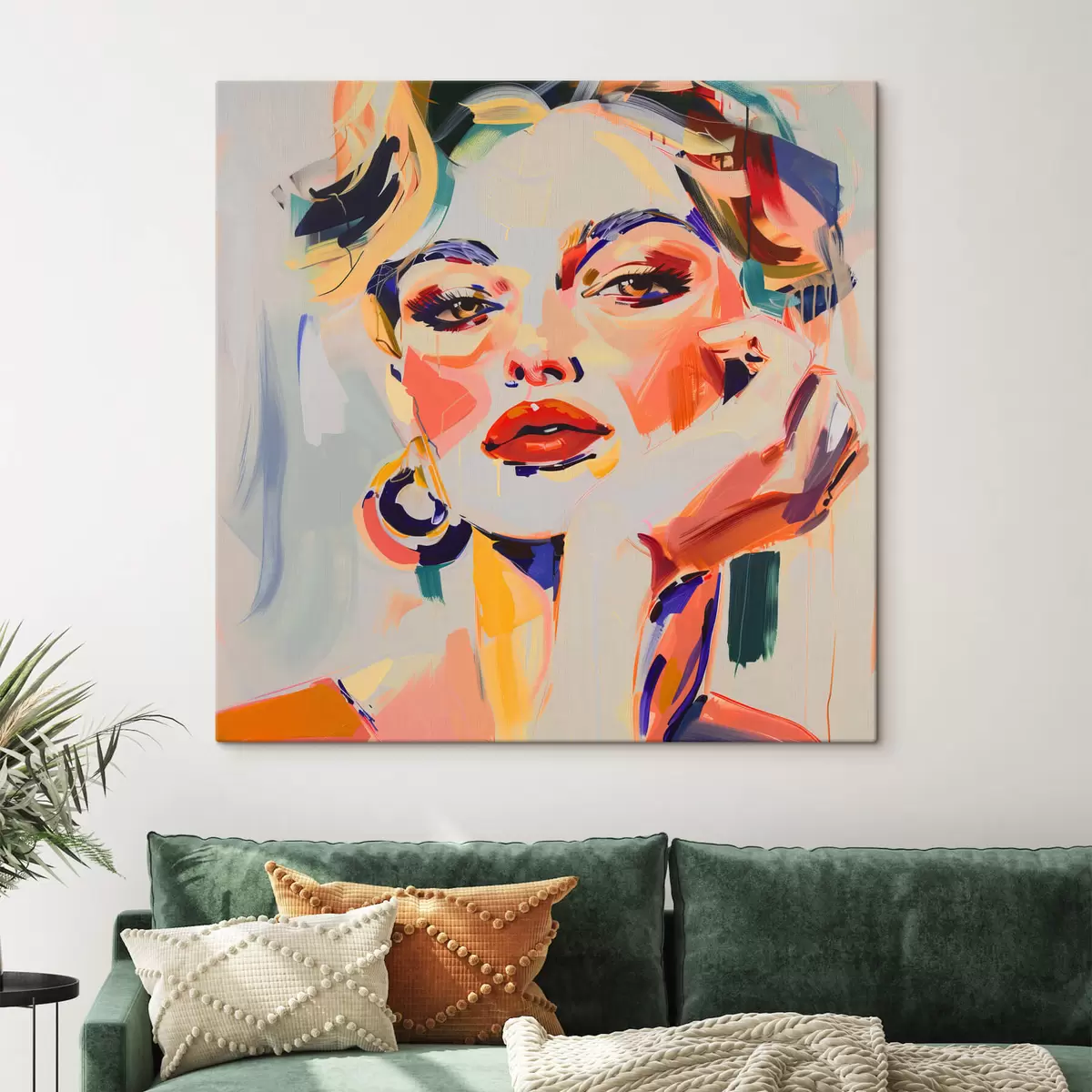 murales de pared Retrato de mujer con trazos multicolores s42111