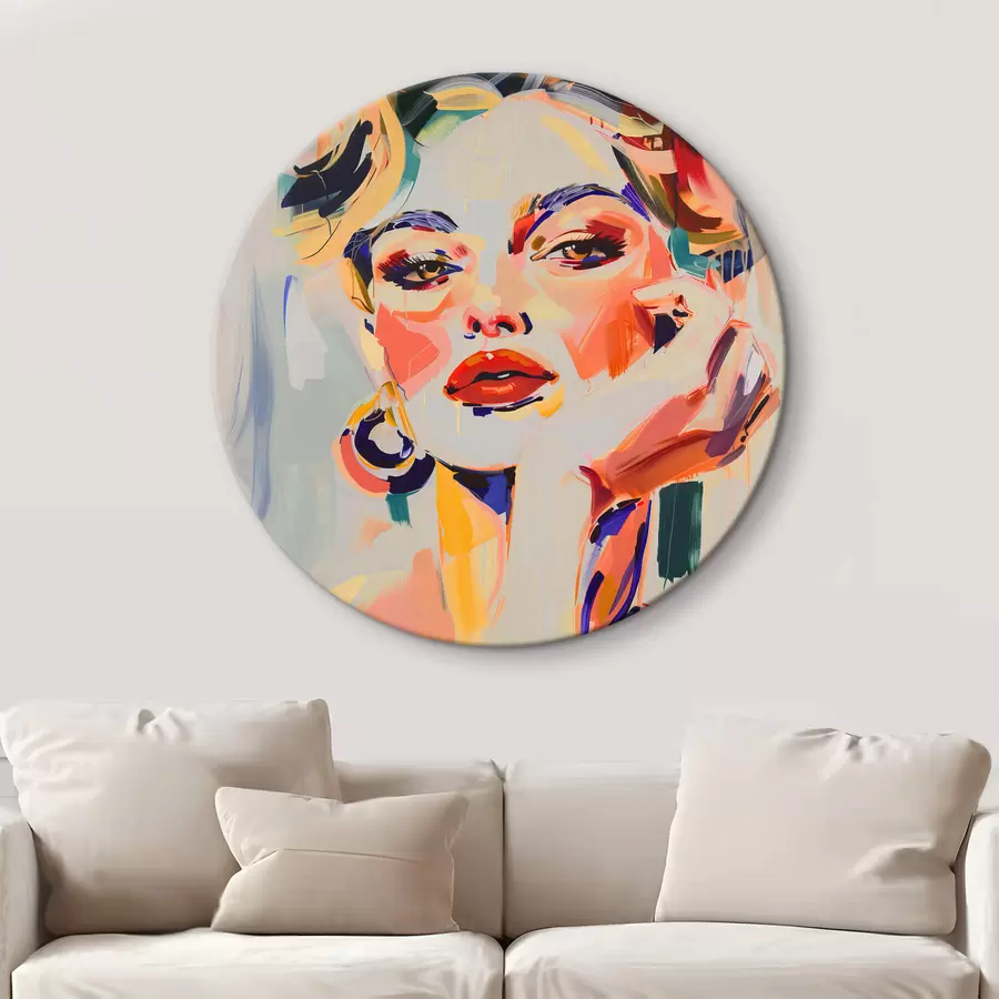 murales de pared Retrato de mujer con trazos multicolores r42111