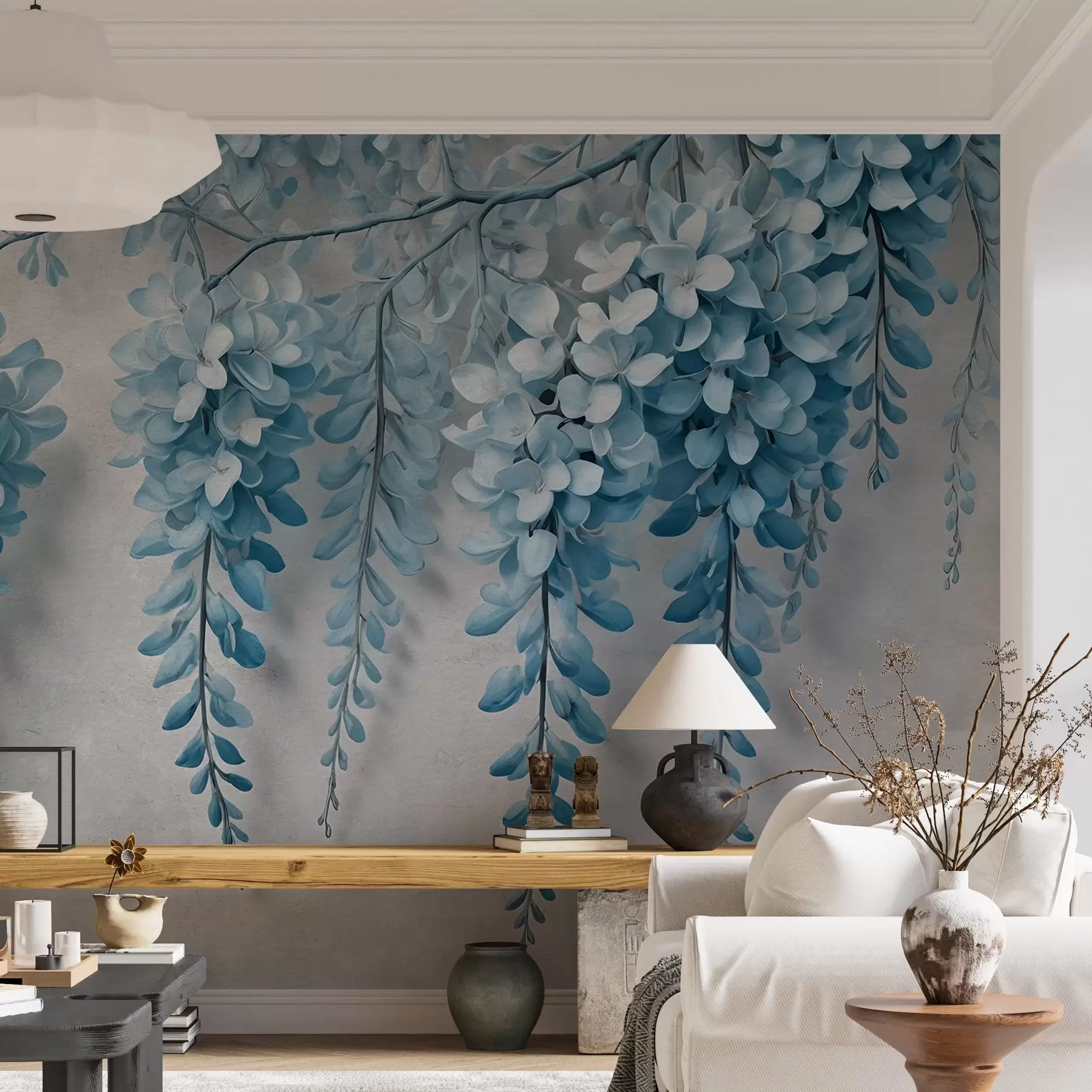 murales de pared Exuberante ramo de flores en una pared en estilo acuarela w02611v2