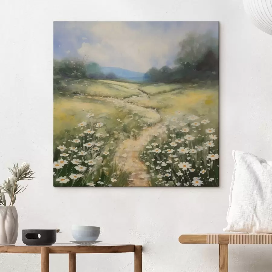 murales de pared Pradera con margaritas imitación de cuadro s42134