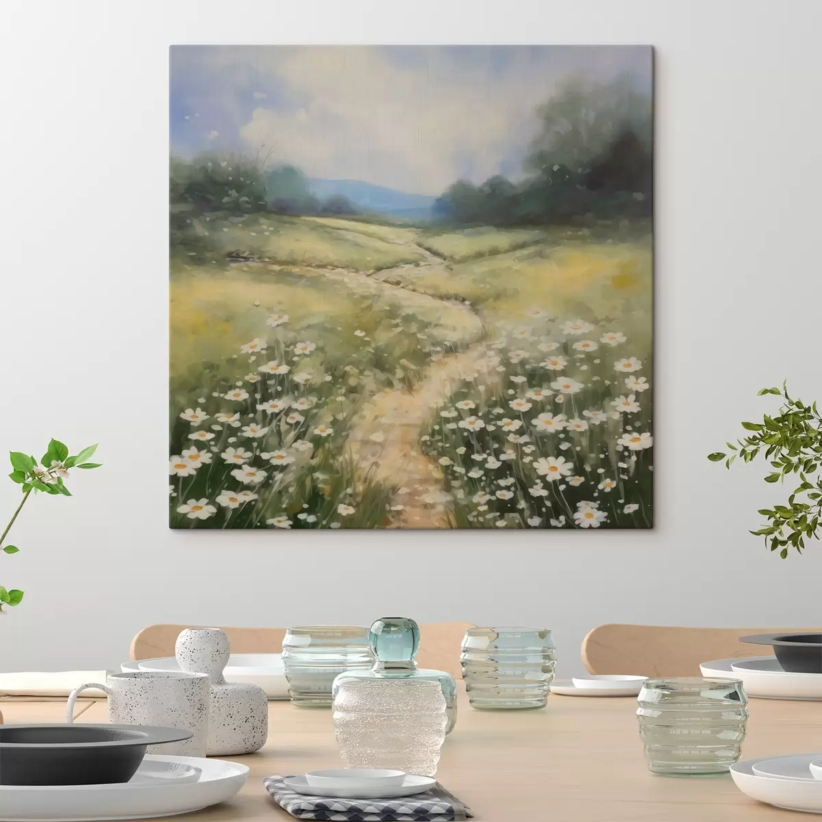 murales de pared Pradera con margaritas imitación de cuadro s42134