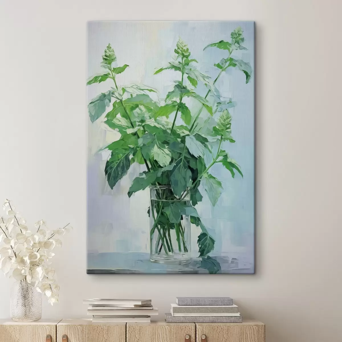 murales de pared Vegetación en un jarrón transparente imitación de pintura s42148