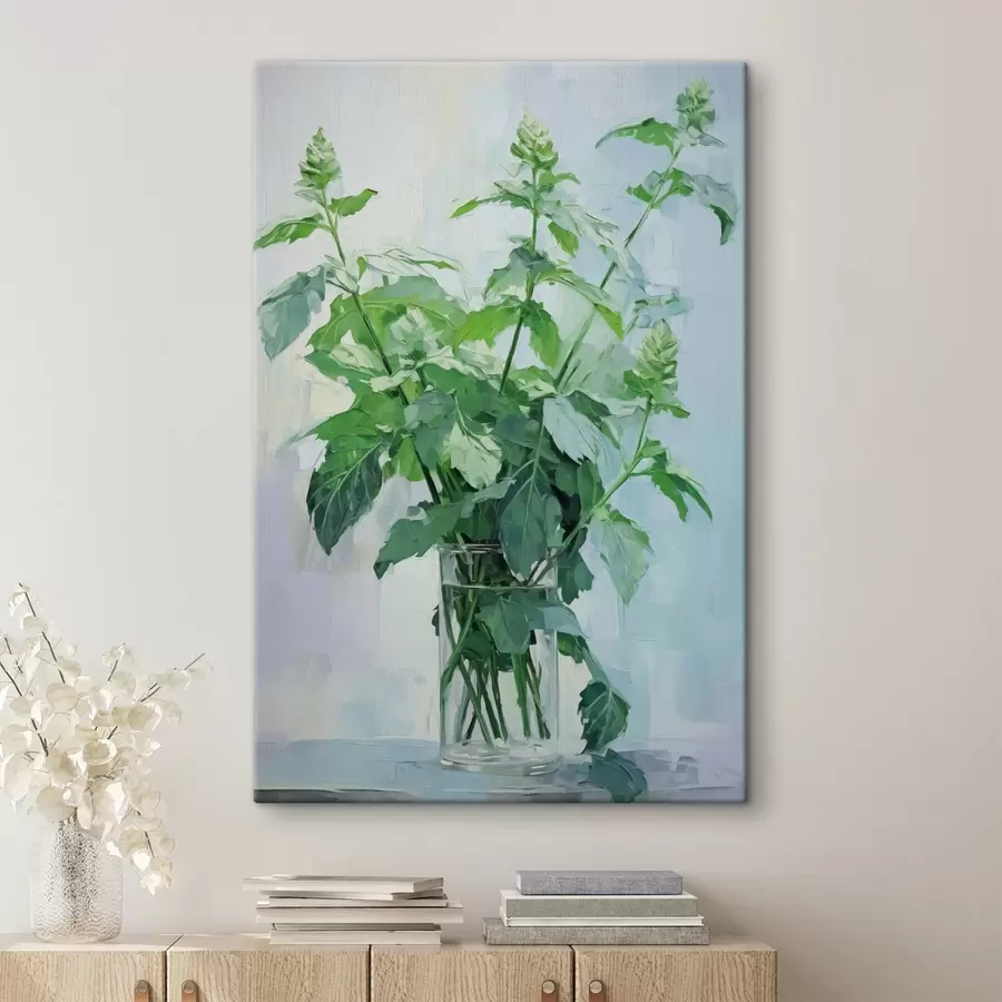 murales de pared Vegetación en un jarrón transparente imitación de pintura s42148