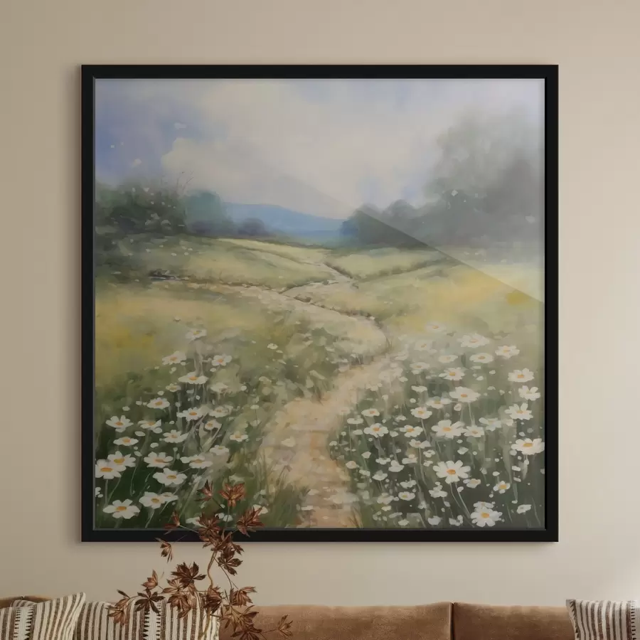 murales de pared Pradera con margaritas imitación de cuadro f42134