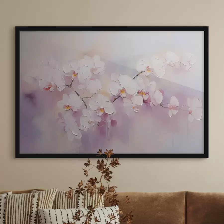 murales de pared Rama con orquídeas blancas imitación de pintura f42141