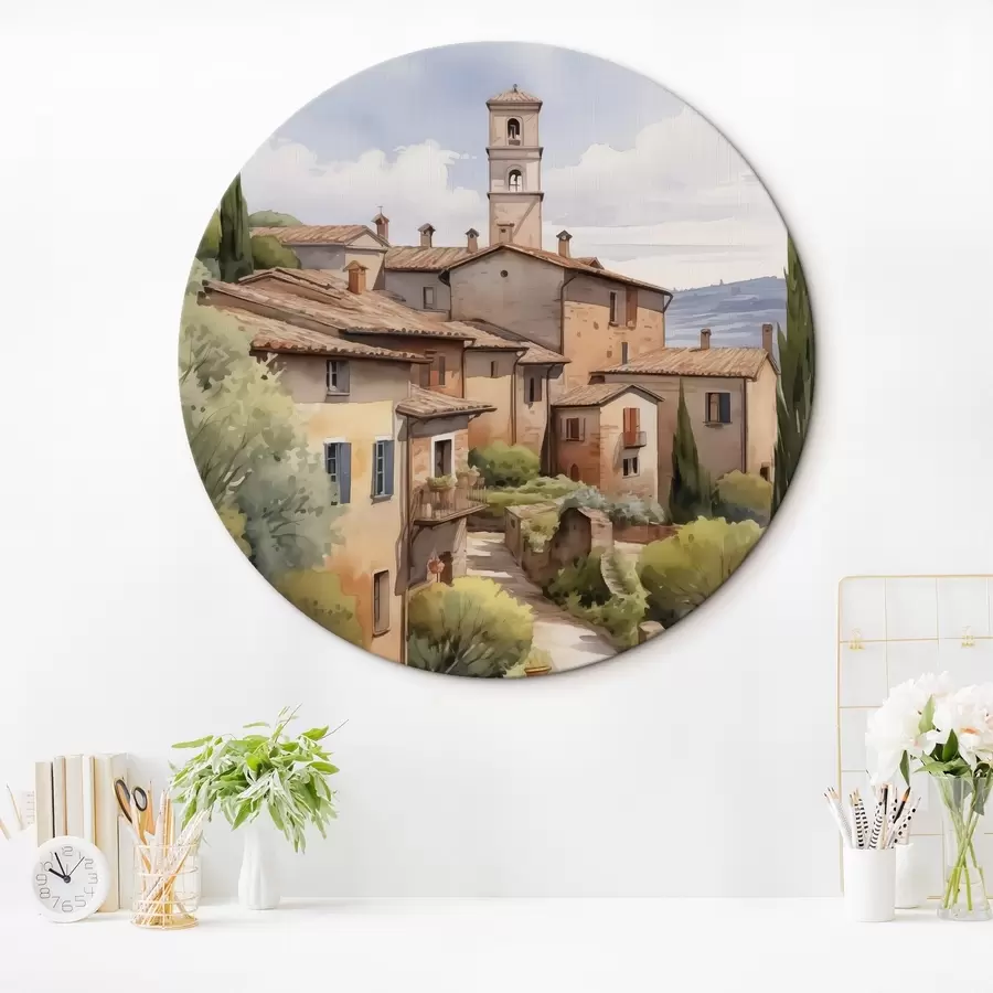 murales de pared Acuarela imitación de calle de barrio italiano r42135