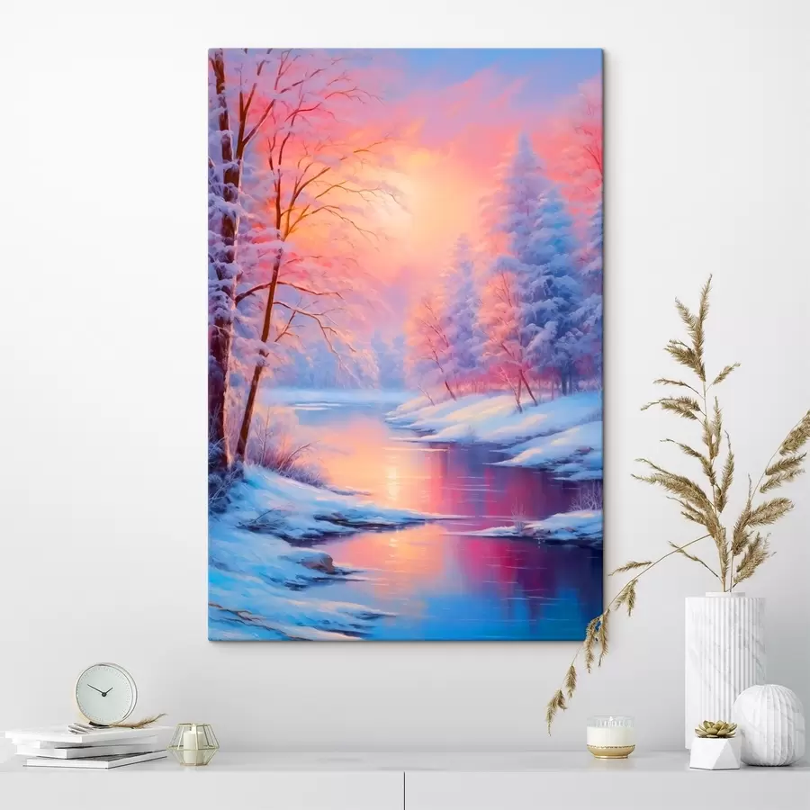 murales de pared Cuento de invierno junto al río s42149