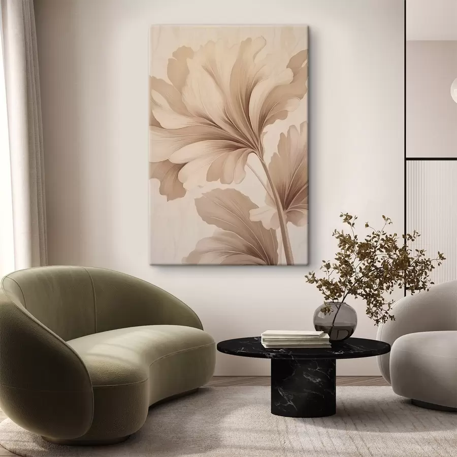 murales de pared Hojas beige con curvas suaves s42161