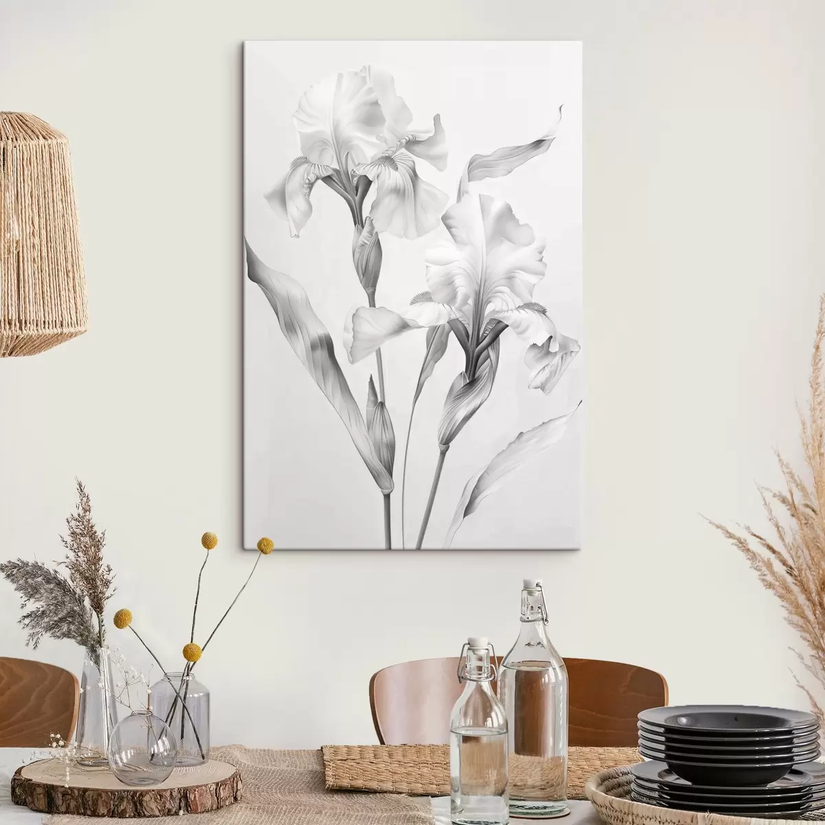 murales de pared Elegantes iris en tonos blancos y negros s42171