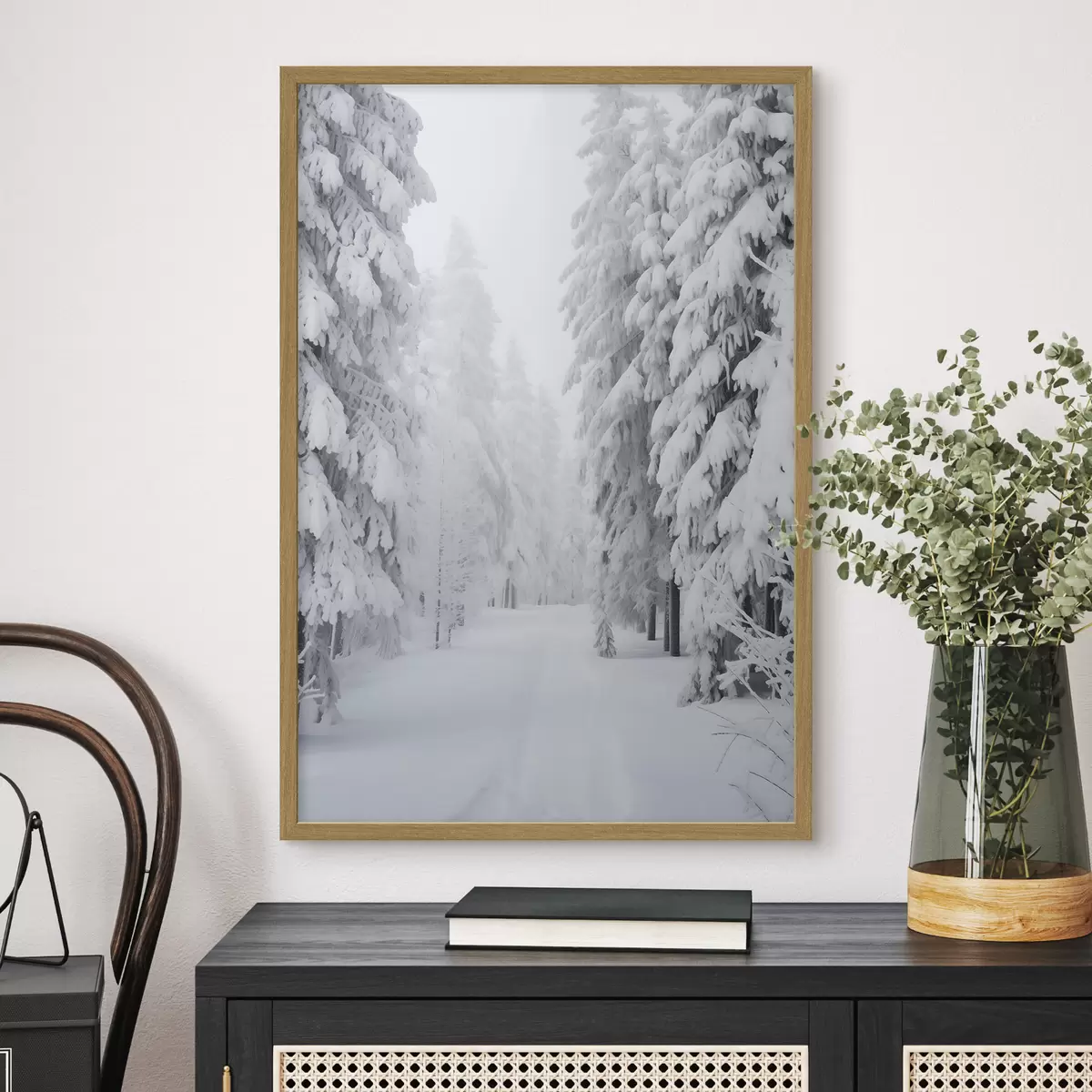 Poster Bosque invernal en la nieve f42153