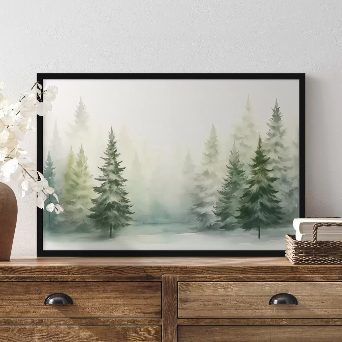 Poster Bosque brumoso de abetos f42154