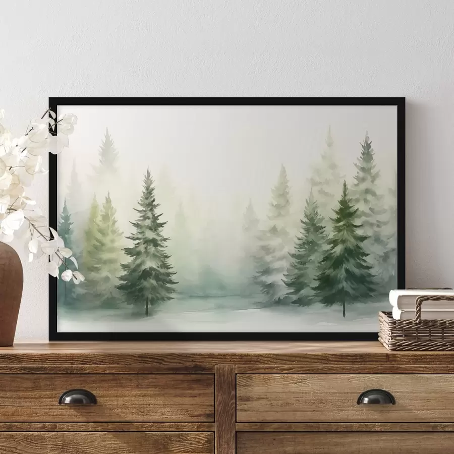 murales de pared Bosque brumoso de abetos f42154