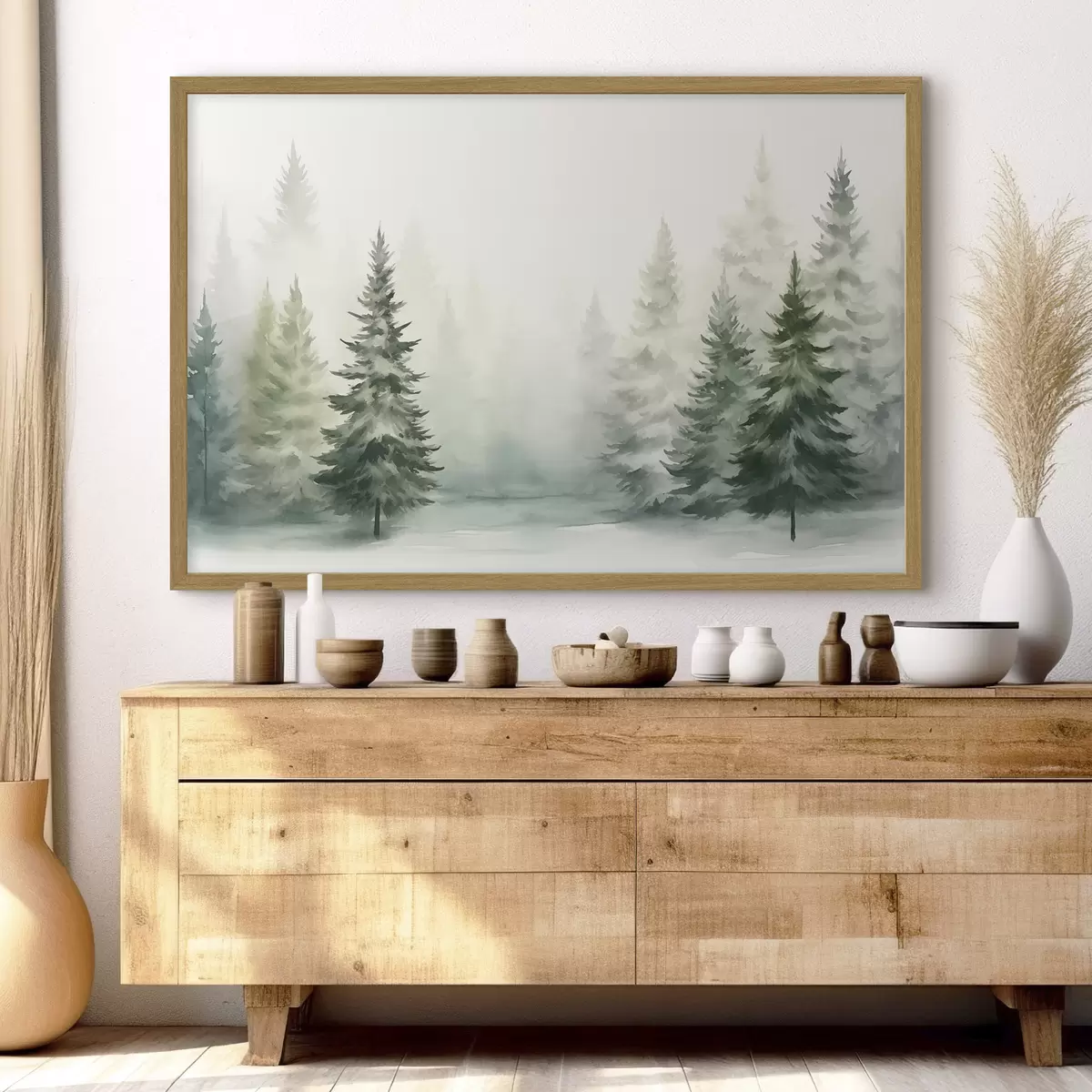 Poster Bosque brumoso de abetos f42154