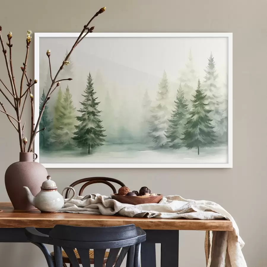 murales de pared Bosque brumoso de abetos f42154