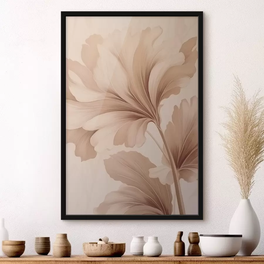 murales de pared Hojas beige con curvas suaves f42161