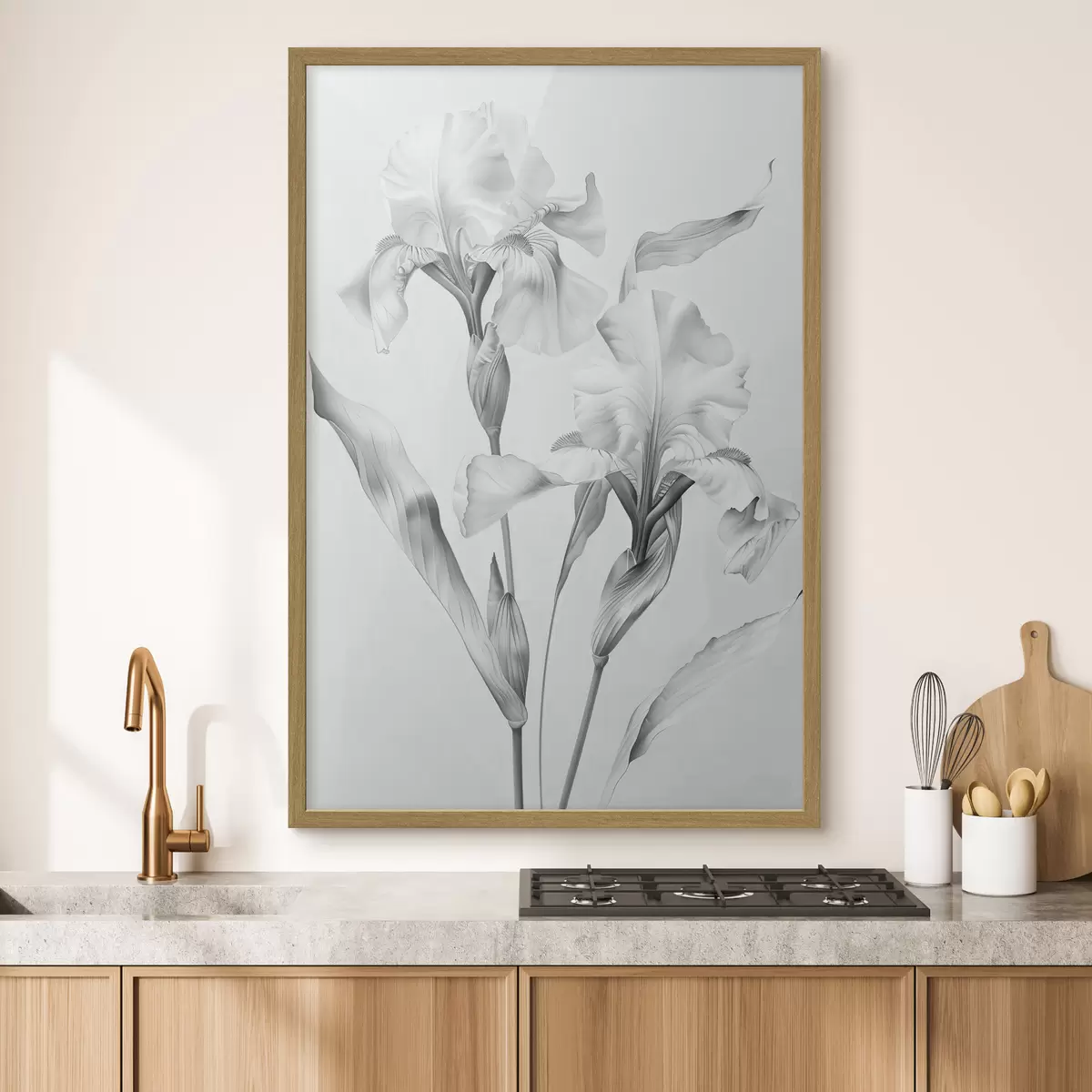 Poster Elegantes iris en tonos blancos y negros f42171
