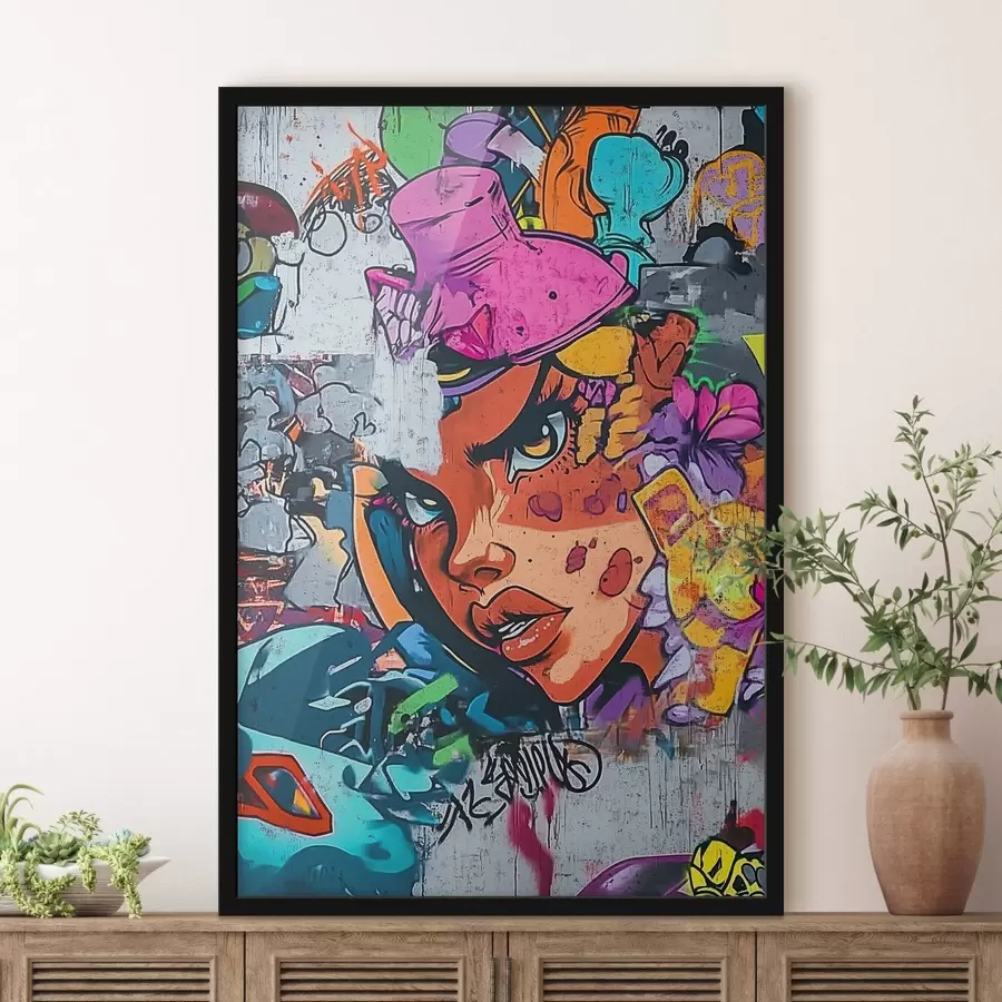 murales de pared Retrato de graffiti brillante f42173