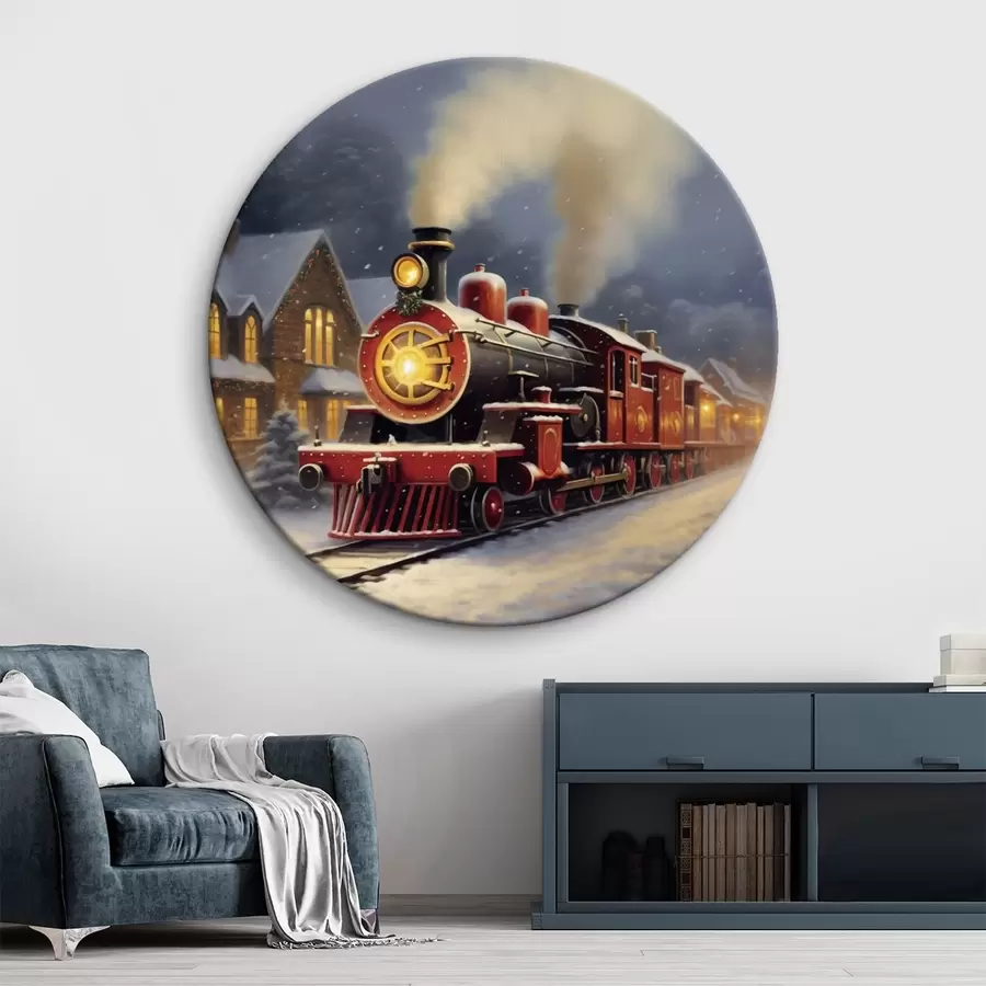 murales de pared Tren de Navidad en un cuento de hadas invernal r42168