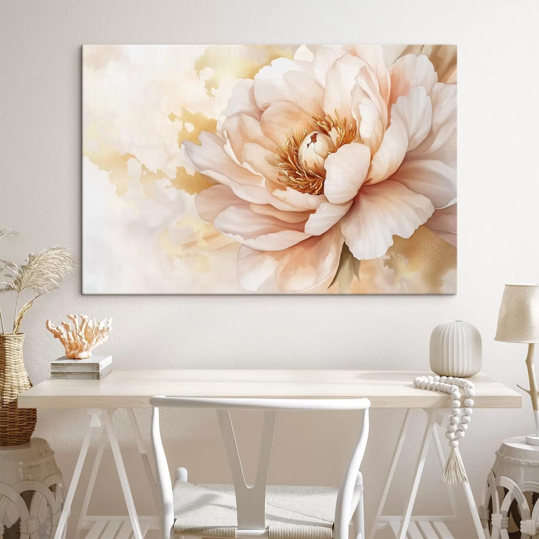 murales de pared Dibujo de flor de peonía, estilo acrílico s42202