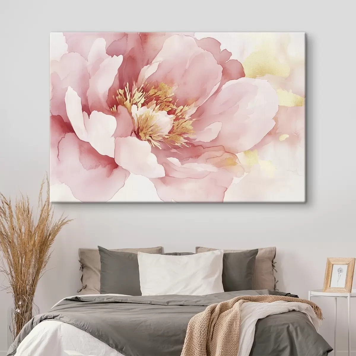 murales de pared Flor de peonía rosa, estilo acuarela s42203