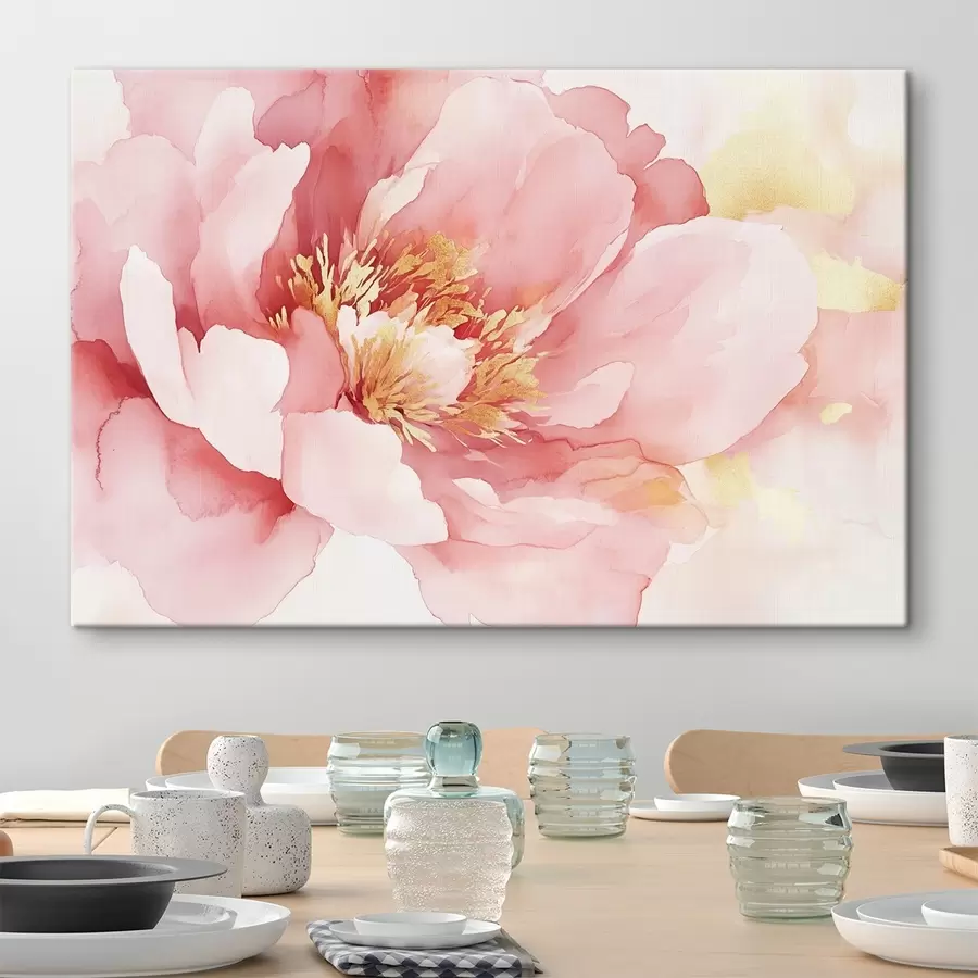 murales de pared Flor de peonía rosa, estilo acuarela s42203