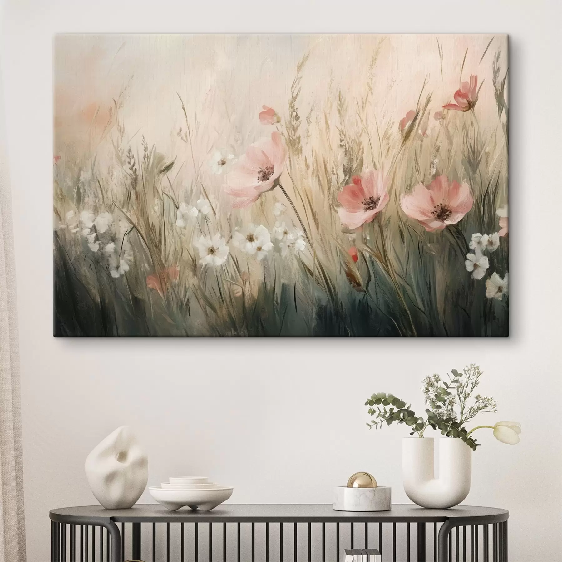 murales de pared Flores en el prado, estilo rústico, acrílico s42209